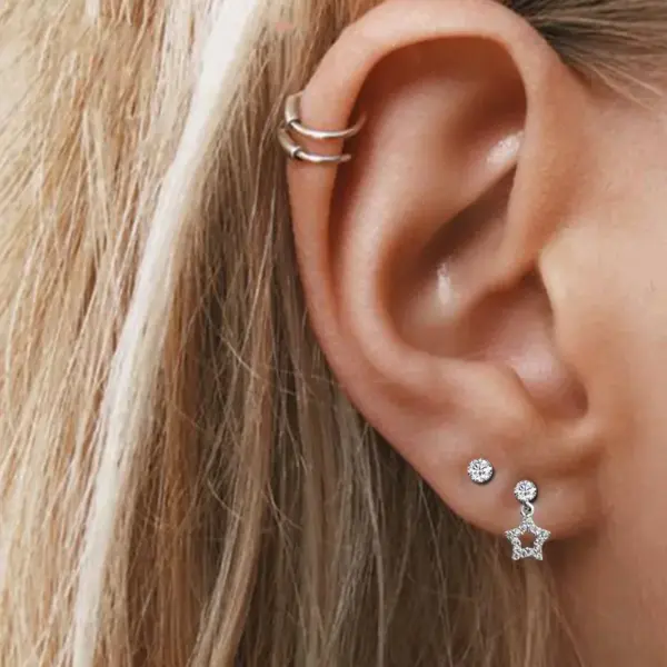 Wholesale Stainless Steel Zircon Star Waterproof Non Tarnish Surgical Steel Elegant Ear Studs For Women'S