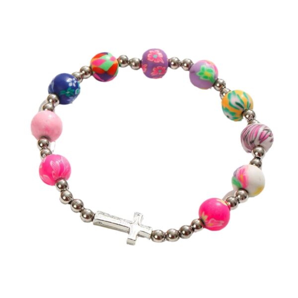 oly-973caf722748531e2edd54734b8ef5c0 Wholesale Polymer clay with alloy cross beaded bracelet