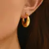 304 Stainless Steel C Shape PVD Coated 18K Gold Plated 18K Gold Simple Style Classic Style Waterproof Non Tarnish Plating Gold Sier Ear Studs