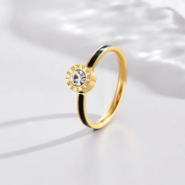 Wholesale PVD Coated Real Gold Plated 14K Gold Round 304 Stainless Steel Vintage Style Waterproof Non Tarnish Rings