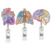 Wholesale Medical Care Heart Lung Brain Acrylic Glitter Easy Pull Retractable Clip Badge Scroll ID Buckle Easy Pull Buckle