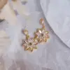 Wholesale Korean Copper Micro-set Zircon Crystal Flower Earrings Female
