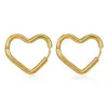 Wholesale PVD Coated 18K Gold Plated Heart Shape 304 Stainless Steel Simple Style Streetwear Waterproof Non Tarnish Earrings