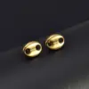 Wholesale 18K Real Gold Plated 304 Stainless Steel PVD Coated Stone-Free Oval Waterproof Non Tarnish Simple Style Ear Studs For Women'S