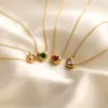 Wholesale 18K Gold Titanium Steel Colorfast Inlaid Zircon Necklace Hot Selling Simple High Sense Pink Diamond Love Heart Necklace