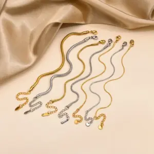 201 Stainless Steel Solid Color PVD Coated 18K Gold Plated Real Gold Plated IG Style Simple Style Waterproof Non Tarnish Plating Gold Sier Bracelets