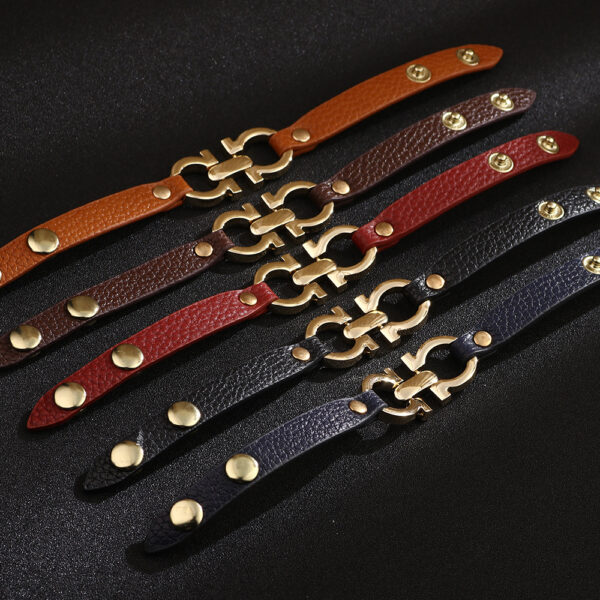 Wholesale PU leather alloy geometric leather personalized bracelet