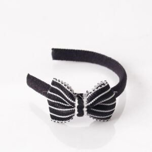 Small bow black and white striped headband