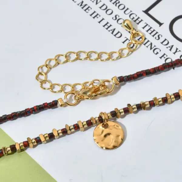 Wholesale Casual Geometric Stainless Steel Seed Bead Irregular Plating Pendant Necklace