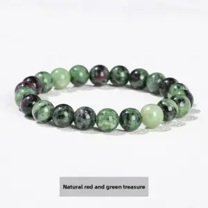 Natural Red and Green Gemstone Bracelet / Diameter 10.1-10.8mm (about 17-19 Pieces)