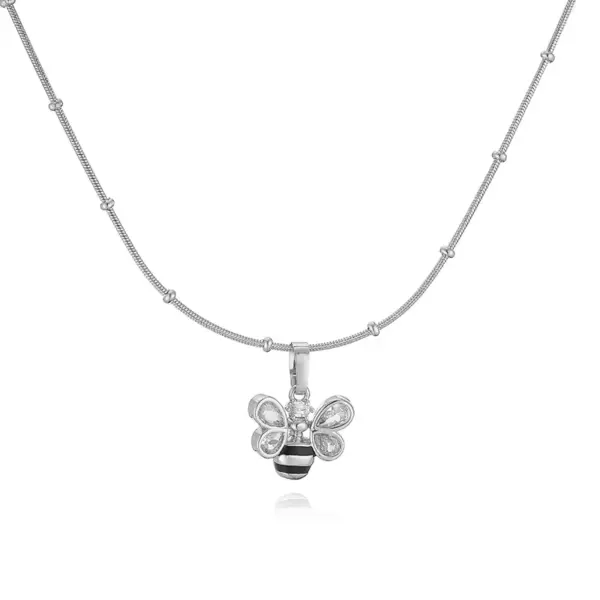 Wholesale Jewelry Elegant Sweet Simple Style Pentagram Heart Shape Bee Copper Zircon 18K Gold Plated Enamel Inlay Pendant Necklace