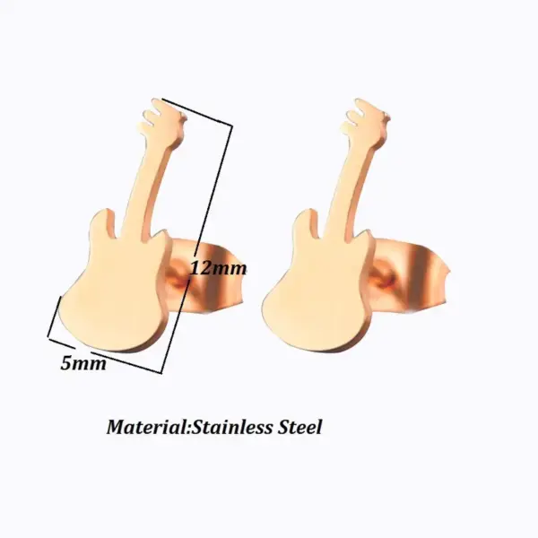 Wholesale PVD Coated 18K Gold Real Gold Plated Violin 304 Stainless Steel Fashion Waterproof Non Tarnish Ear Studs