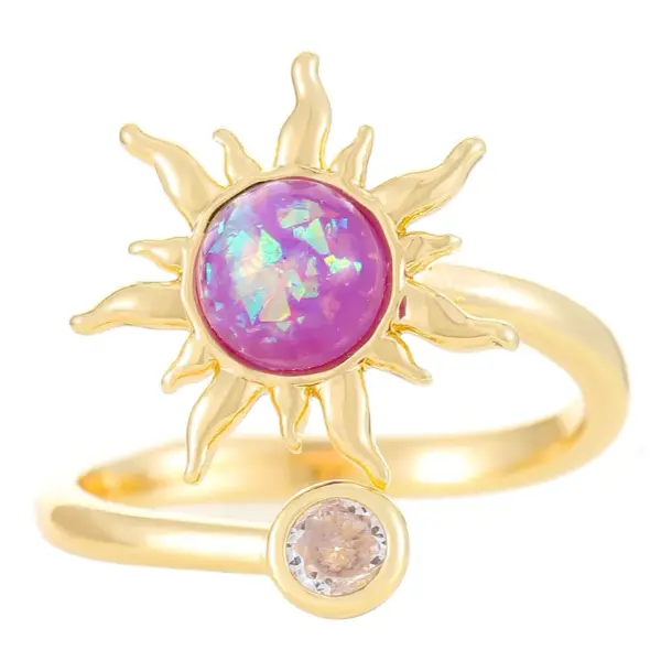 Wholesale Copper Plating Leaf Letter Heart Shape Zircon Open Rings