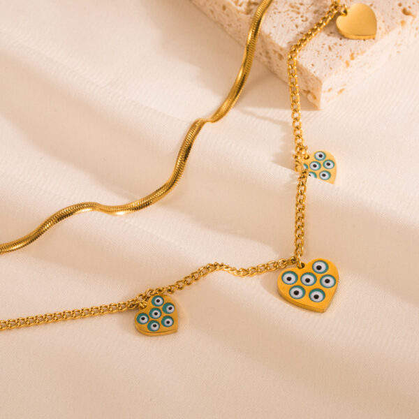 Wholesale 18k gold titanium steel necklace multi-layer stacked pendant multi-layer stainless steel sweater chain necklace women