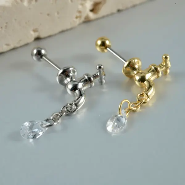 Wholesale PVD Coated 18K Gold Plated Faucet 304 Stainless Steel Resin Novelty Simple Style Waterproof Non Tarnish Ear Studs