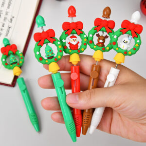 Quick-drying 0.5mm double-ball spring CS pen tip / [Emotionless] Christmas Series Beaded Spinning Ballpoint Pens [All 4 designs included]