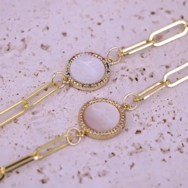 Wholesale Copper Plating Geometric Artificial Gemstones Copper Bracelets