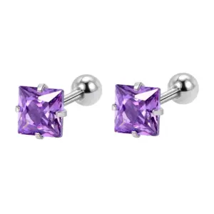 4mm Square Purple Zirconium (a Pair)