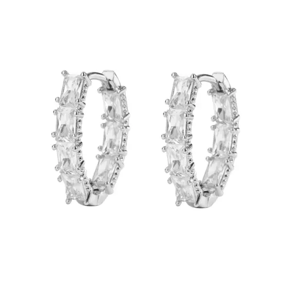 Wholesale 1 Pair Elegant Luxurious Shiny V Shape Plating Hollow Out Inlay Copper Zircon 18k Gold Plated Earrings