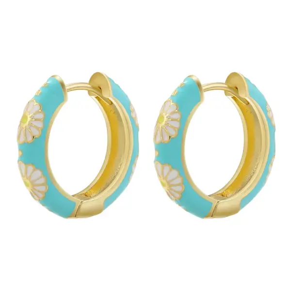 Wholesale 1 Pair Elegant Sweet Pastoral Flower Enamel Plating Copper 18k Gold Plated Earrings