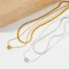 Wholesale PVD Coated Real Gold Plated 16K White Plating Water Droplets 304 Stainless Steel Simple Style Waterproof Non Tarnish Double Layer Necklaces