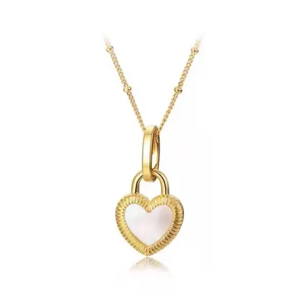 Wholesale PVD Coated Real Gold Plated Heart Shape Stainless Steel Elegant Waterproof Non Tarnish Pendant Necklace