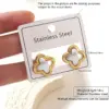 Wholesale Water Plated Imitation Gold Wind Heart/Butterfly/Flower/Geometric Earrings 304 Stainless Steel Three-Dimensional Stars