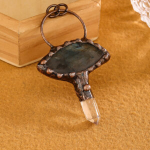 Labradorite + white crystal column