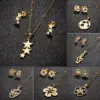 Ion Plating (IP) 18K Gold Real Gold Plated Star Flower Notes 201 Stainless Steel Simple Style Commute Waterproof Non Tarnish Jewelry Set
