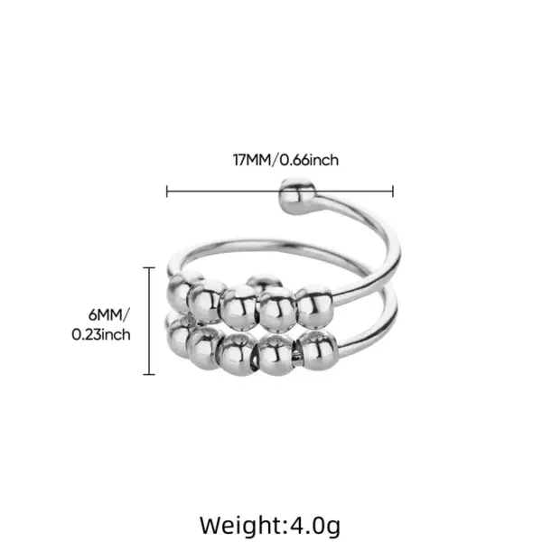 Wholesale PVD Coated Real Gold Plated Ball 304 Stainless Steel Novelty Classic Style Commute Waterproof Non Tarnish Open Rings