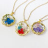 Wholesale Aiwei Light Luxury Month Flower Real Flower Necklace Holiday Gift Flower Resin Crafts Elegant Preserved Flower Ornaments