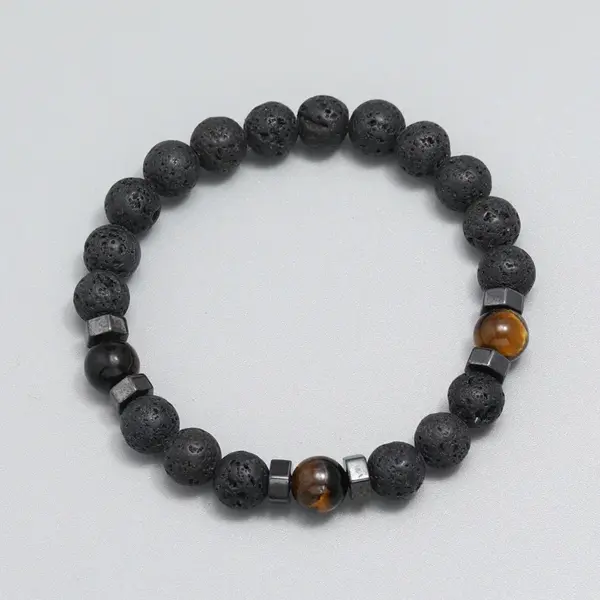 Wholesale Simple Style Geometric Volcanic Rock No Inlaid Beaded Chain Bracelets In Bulk