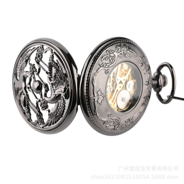 Wholesale Foreign Trade Hot Pocket Watch Chinese Style Double Crane Play Bead Pattern Hollow Relief Octopus Manual Mechanical Large Pocket Watch