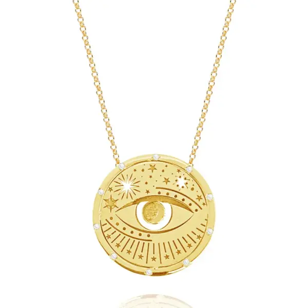 Wholesale 201 Stainless Steel 304 Stainless Steel Gold Plated Retro Simple Style Plating Hollow Out Sun Moon Pendant Necklace