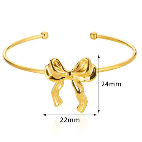 Wholesale PVD Coated Real Gold Plated Bow Knot 304 Stainless Steel Casual Elegant Simple Style Waterproof Non Tarnish 304 Stainless Steel Bangle