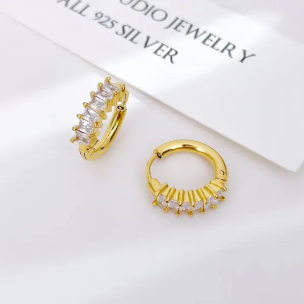 Wholesale PVD Coated Real Gold Plated Geometric 304 Stainless Steel Simple Style Waterproof Non Tarnish Earrings