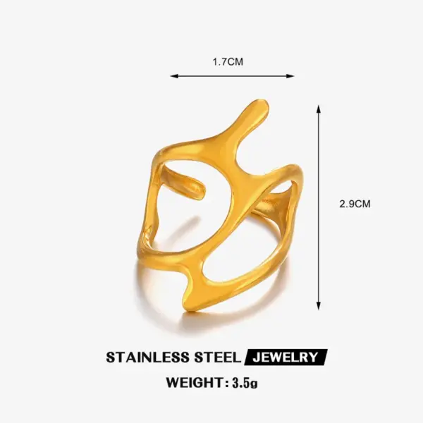 Wholesale Ion Plating (IP) 18K Gold Plated Irregular 304 Stainless Steel Classic Style IG Style Waterproof Non Tarnish Open Rings