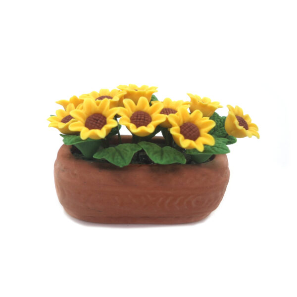 Wholesale 1:12 doll house accessories dollhouse simulation mini clay flower red pottery pot sunflower flower model
