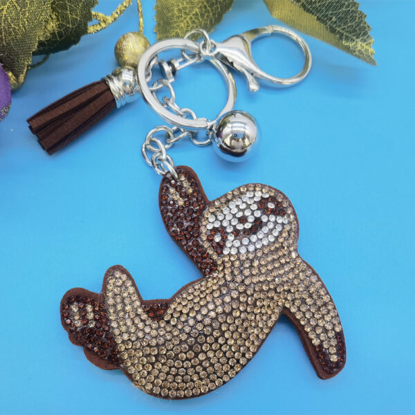 Wholesale Cartoon sloth diamond studded keychain