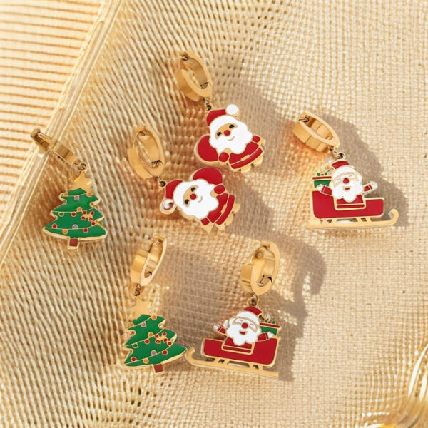 Wholesale Christmas jewelry, stainless steel Christmas tree earrings