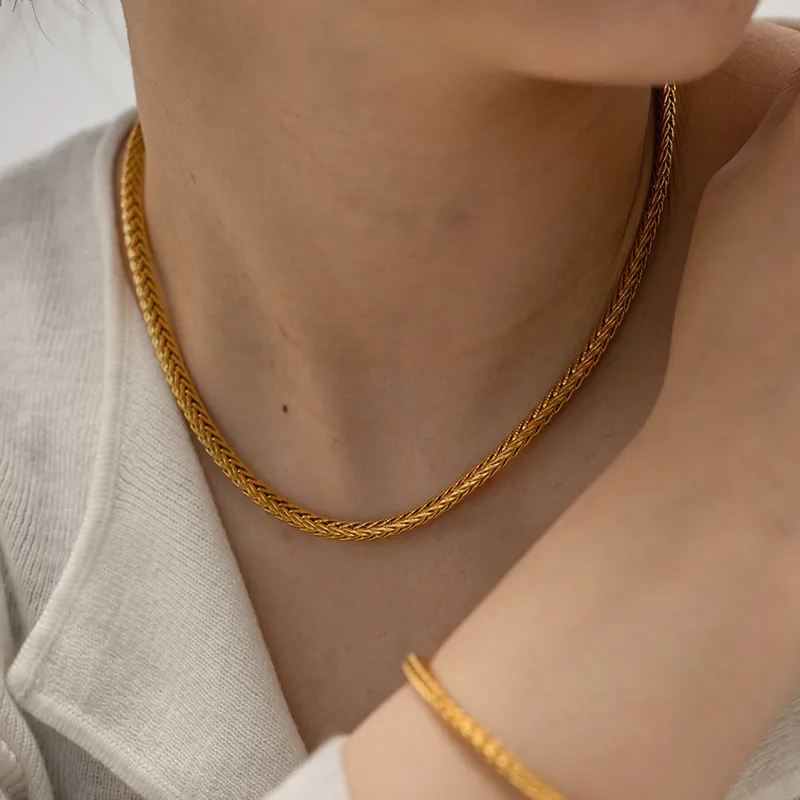 Wholesale PVD Coated Real Gold Plated 18K Gold Solid Color 304 Stainless Steel Simple Style Classic Style Waterproof Non Tarnish 304 Stainless Steel N
