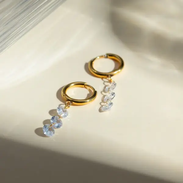 Wholesale 304 Stainless Steel Round PVD Coated 18K Real Gold Plated Real Gold Plated 18K Gold Simple Style Shiny Waterproof Non Tarnish Zircon White Drop Earrings