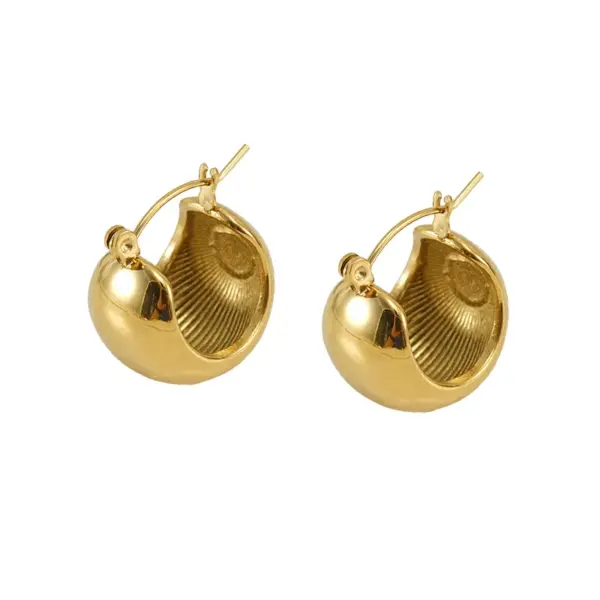 Wholesale PVD Coated 18K Gold Plated C Shape 304 Stainless Steel Simple Style Waterproof Non Tarnish Hoop Earrings