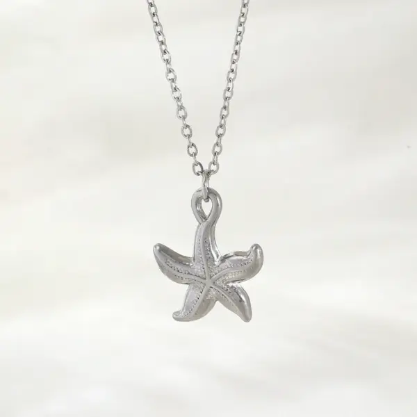 Wholesale Jewelry Beach Starfish 304 Stainless Steel Cable Chain Pendant Necklace