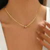304 Stainless Steel Heart Shape PVD Coated Stone-Free 18K Real Gold Plated Casual Simple Style Commute Waterproof Non Tarnish Micro Super Whisper Thin Chain Necklace