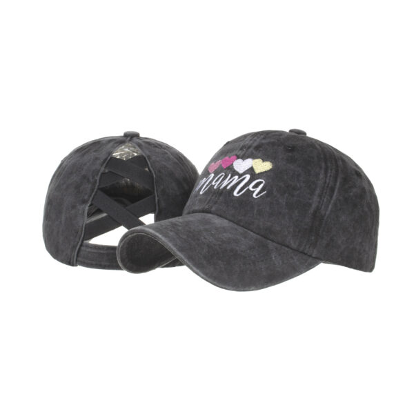 oly-97b6ec9279bde3fa26809b62abdcfbf5 Wholesale Spring and Summer new love embroidered double cross elastic mesh nytail baseball cap peaked cap B828