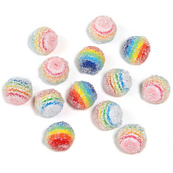 Wholesale New heavy-duty sparkly rainbow striped sugar rhinestone bead DIY bracelet keychain jewelry accessories loose beads
