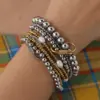 Wholesale Stainless Steel 18K Gold Plated Multi-Layer Beaded Elastic Rope Bracelet Casual Everyday Date Selfie Festival Geometric Pattern