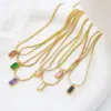 Wholesale Jewelry Simple Style Geometric 304 Stainless Steel Zircon 18K Gold Plated Plating Stainless Steel Necklaces