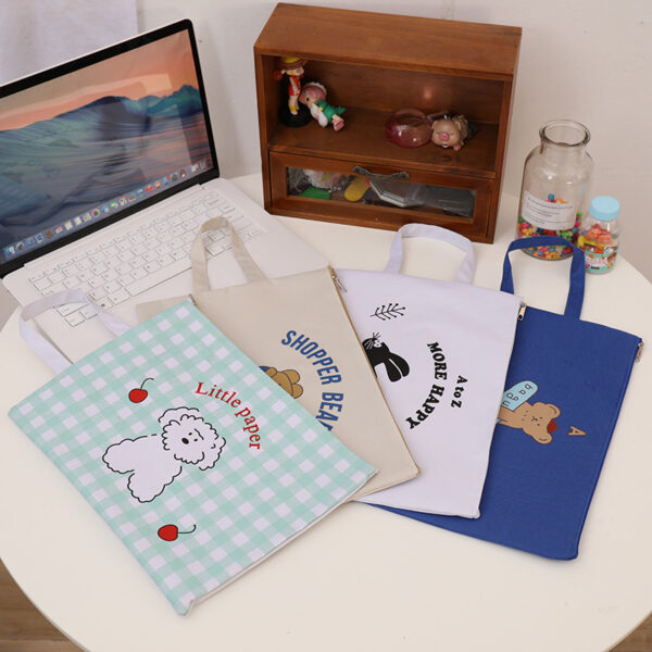 Wholesale Student test paper bag subject classification file bag canvas cute cartoon A4 zipper bag Office data storage bag